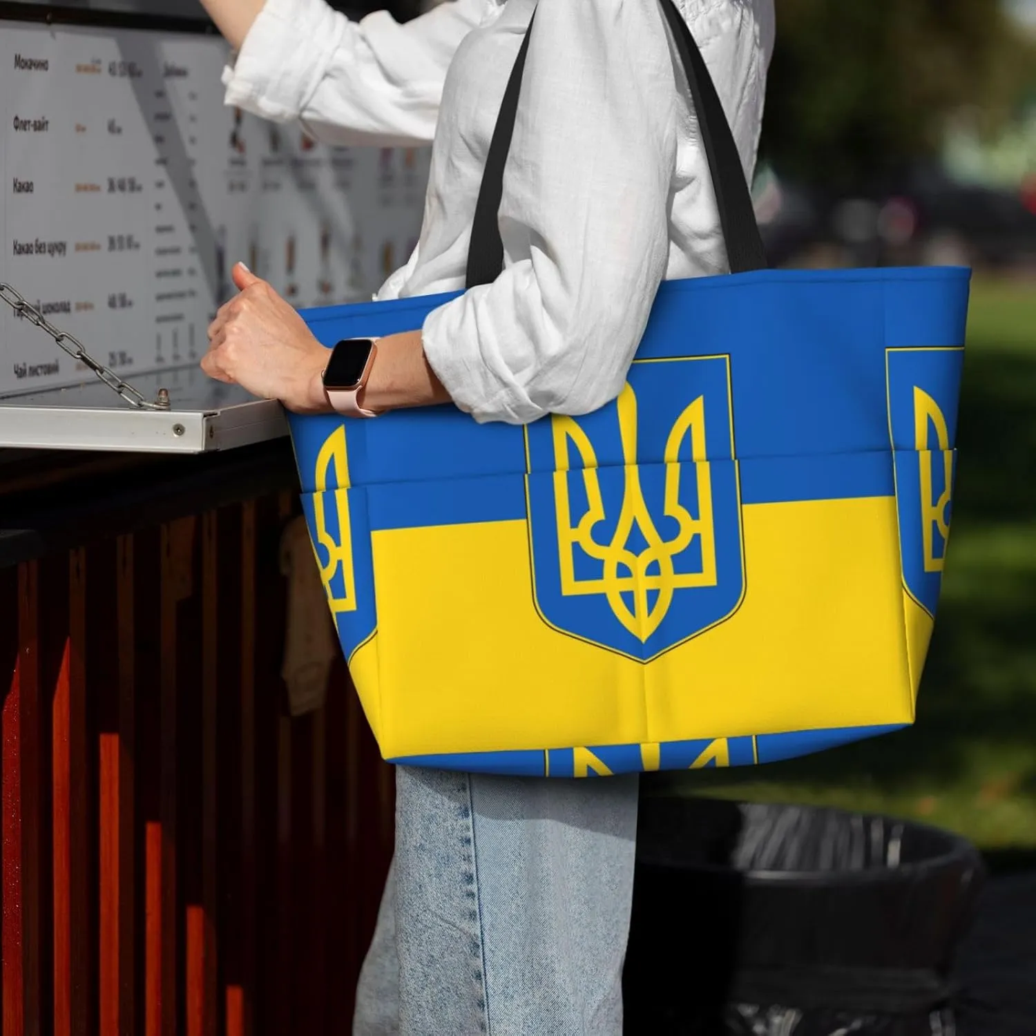 Ukraine American Friendship Tote Bag With 8 Storage Pockets Top Zip Shoulder Bag Handbag For Travel Work Women