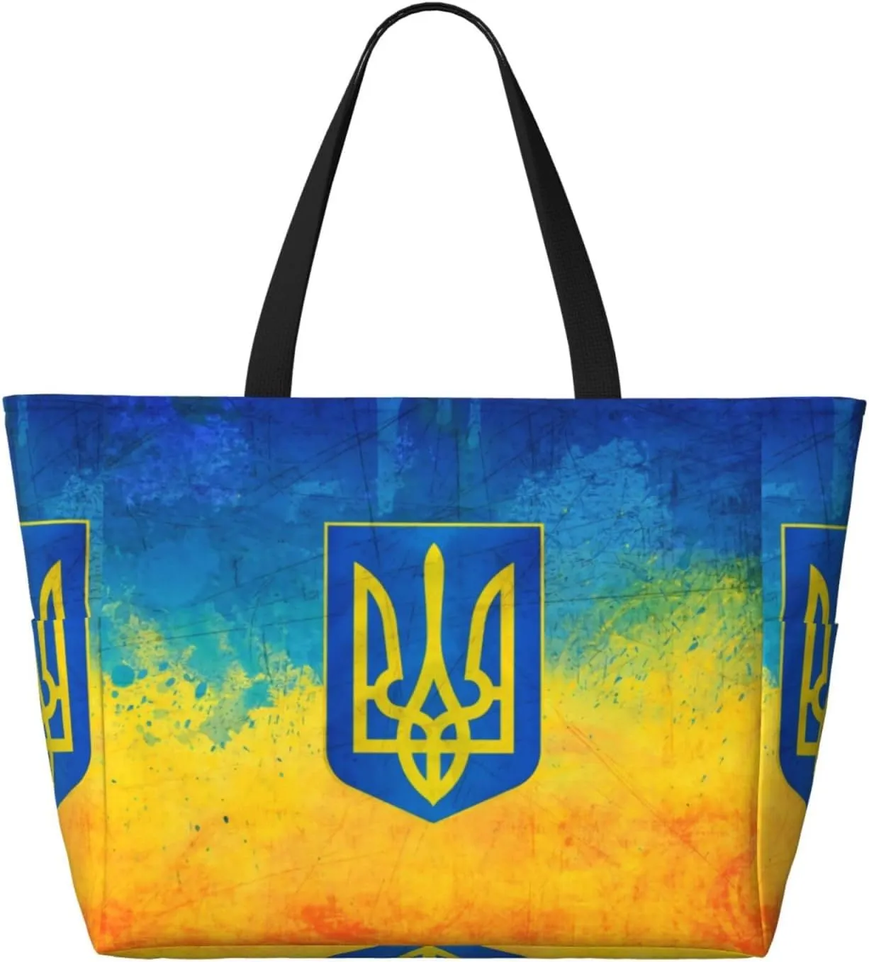 Ukraine American Friendship Tote Bag With 8 Storage Pockets Top Zip Shoulder Bag Handbag For Travel Work Women