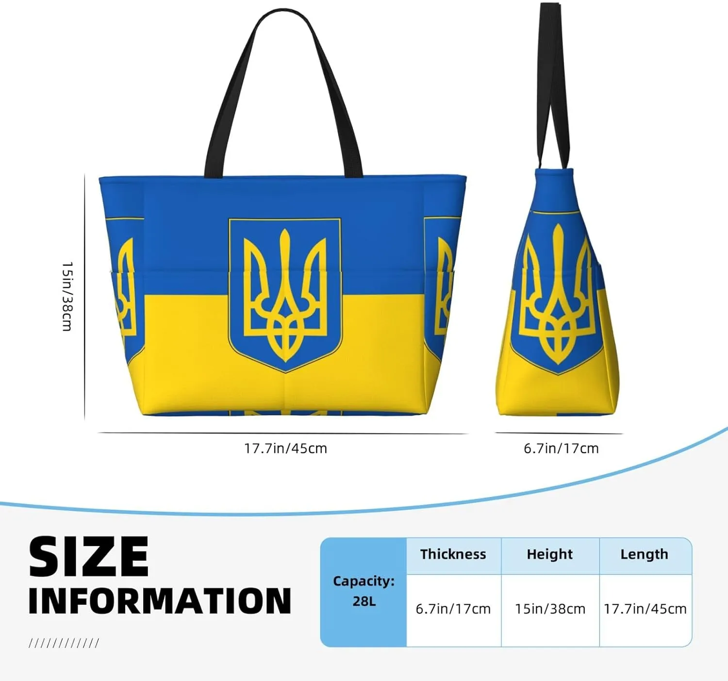 Ukraine American Friendship Tote Bag With 8 Storage Pockets Top Zip Shoulder Bag Handbag For Travel Work Women