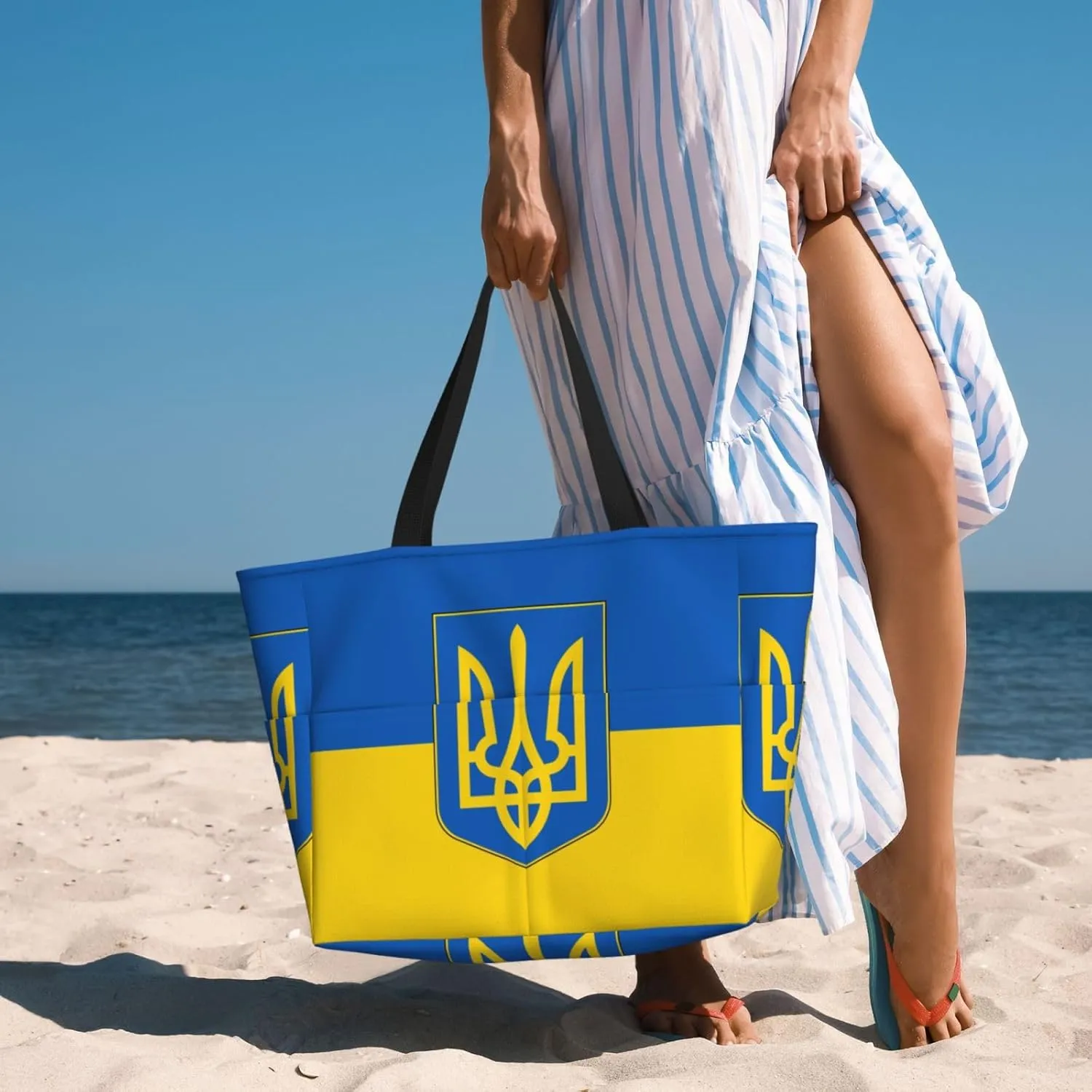Ukraine American Friendship Tote Bag With 8 Storage Pockets Top Zip Shoulder Bag Handbag For Travel Work Women