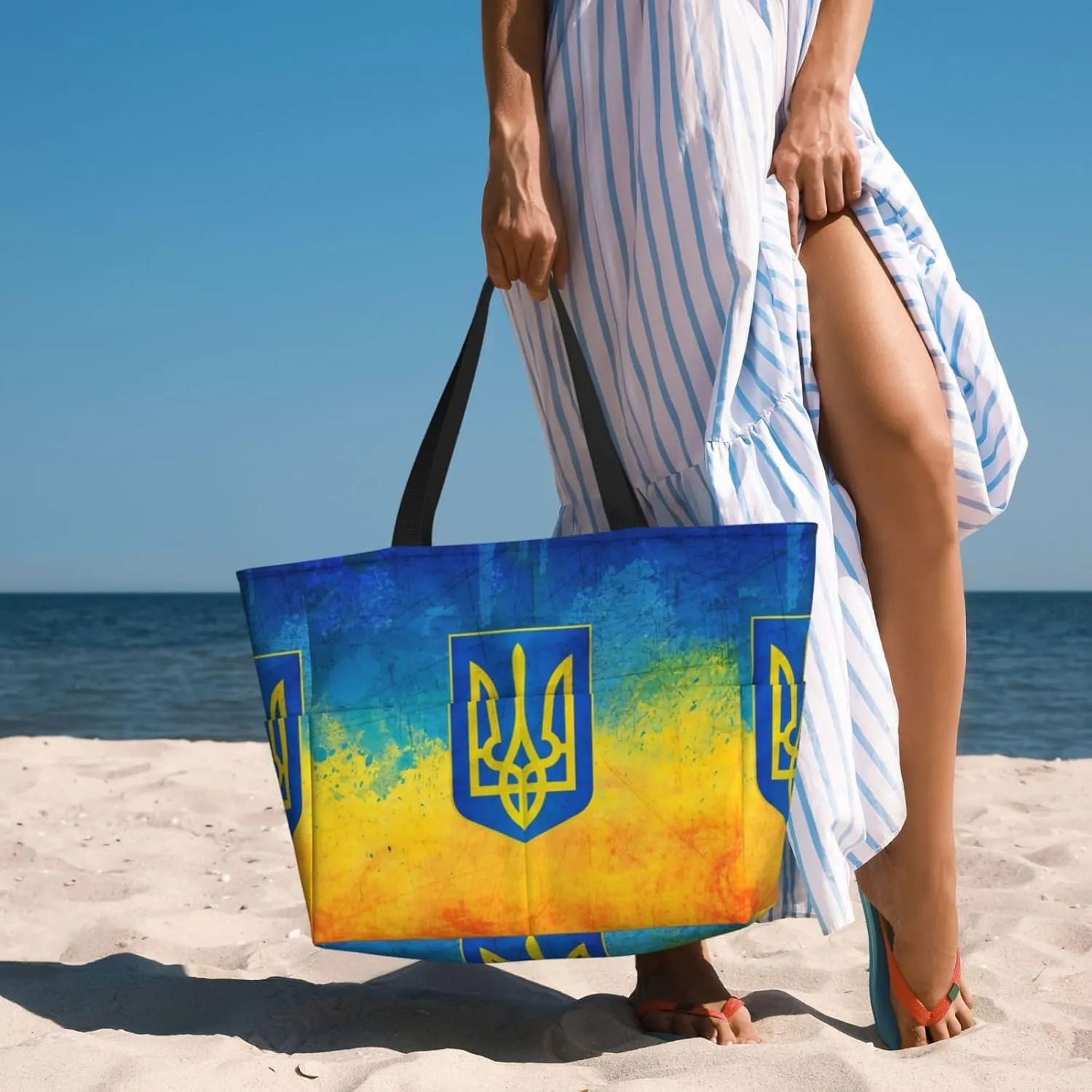 Ukraine American Friendship Tote Bag With 8 Storage Pockets Top Zip Shoulder Bag Handbag For Travel Work Women