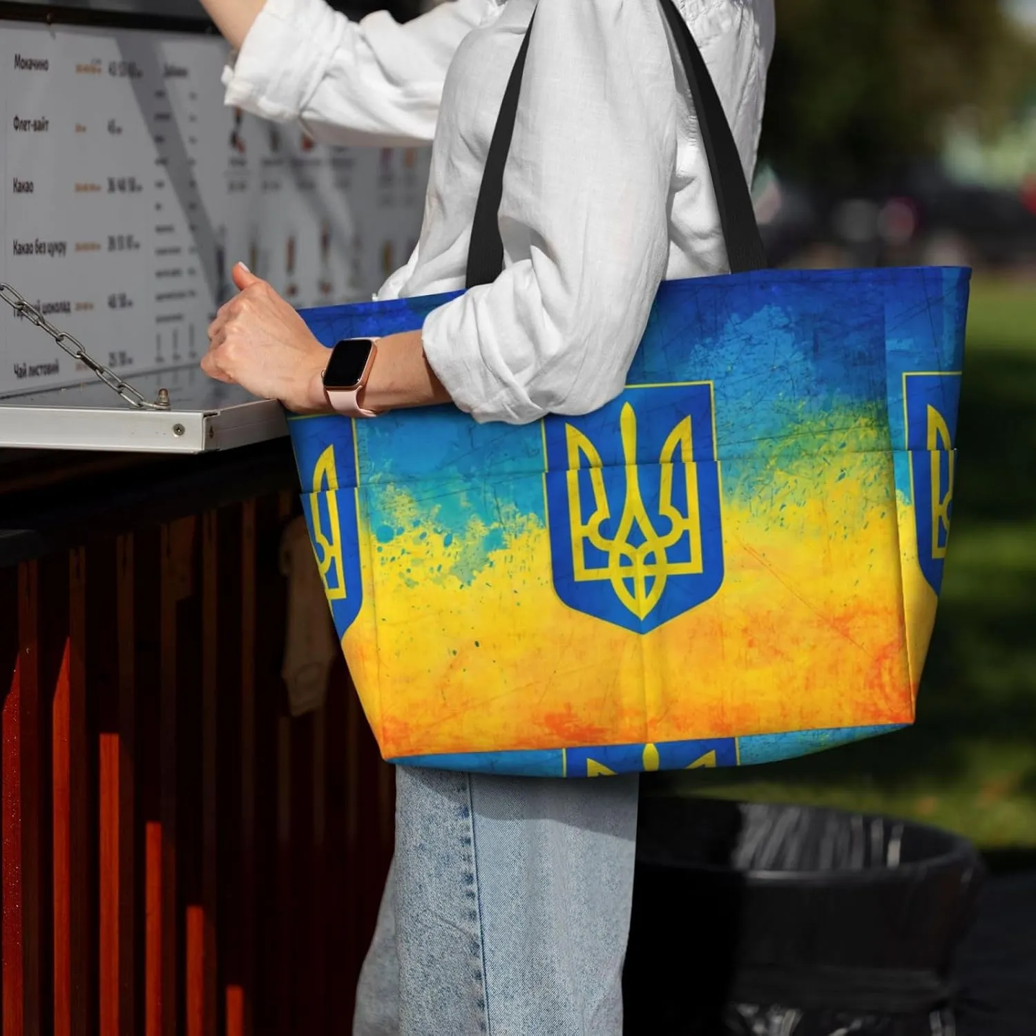 Ukraine American Friendship Tote Bag With 8 Storage Pockets Top Zip Shoulder Bag Handbag For Travel Work Women