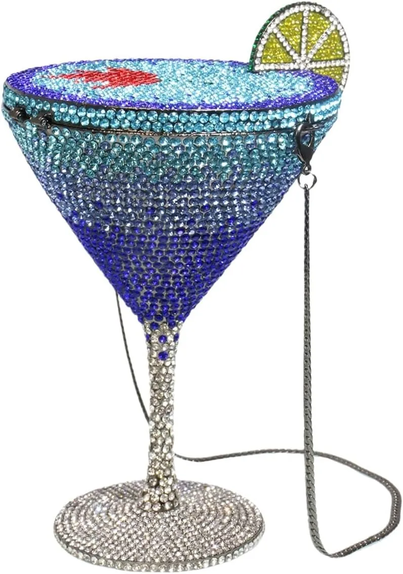 UMREN Cocktail Goblet Rhinestone Clutch for Women Unique Crystal Evening Bag Diamond Purse Wedding Party Prom Handbag