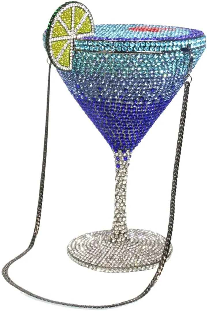 UMREN Cocktail Goblet Rhinestone Clutch for Women Unique Crystal Evening Bag Diamond Purse Wedding Party Prom Handbag