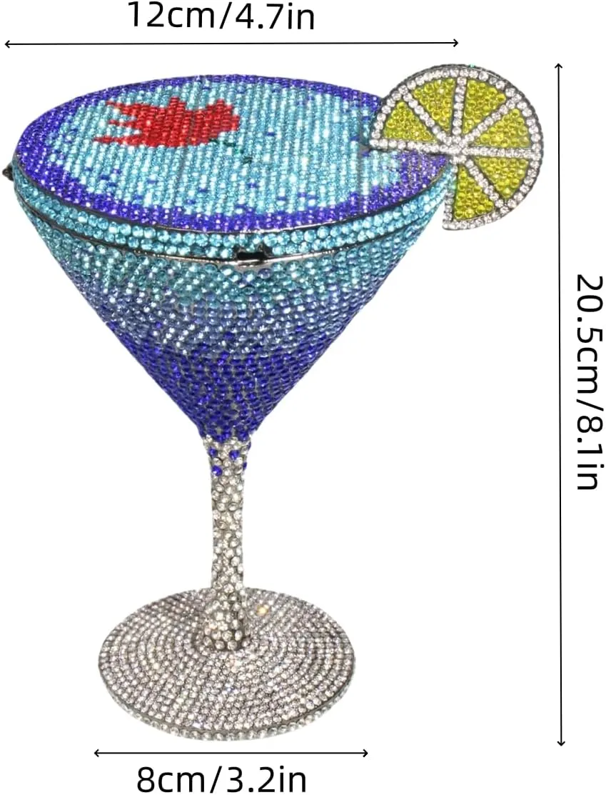 UMREN Cocktail Goblet Rhinestone Clutch for Women Unique Crystal Evening Bag Diamond Purse Wedding Party Prom Handbag
