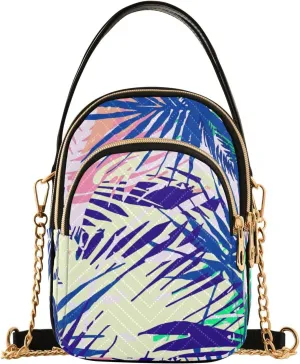 Unique Exotic Leaves Small Women's Crossbody Purse, Shoulder Bag for Women Handbags Cell Phone Purse