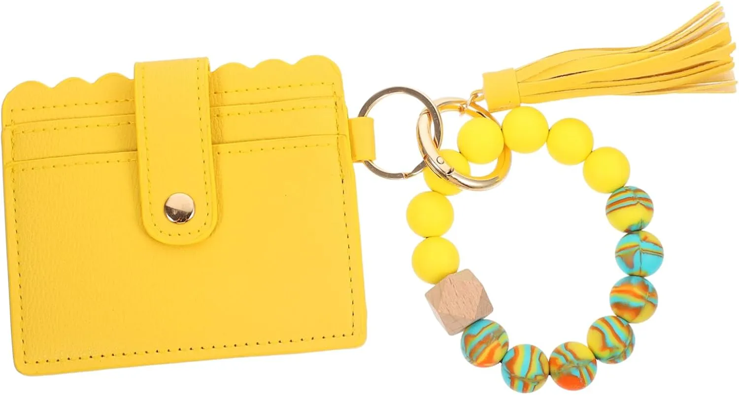 Unique Women's Bag Leather Bracelet Tassel Key Chain Purse for Occasions