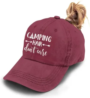 Unisex Camping Hair Don't Care Vintage Adjustable Baseball Cap Denim Dad Hat