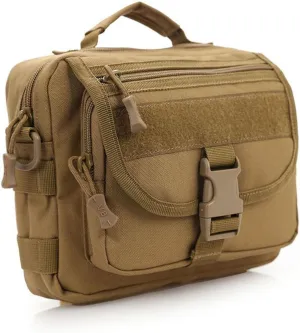 Unisex Shoulder Bag Multifunctional Outdoor Travel Cross Body Messenger Bag Durable Nylon Handbag with Strap for Camping Hiking and Daily Use Khaki