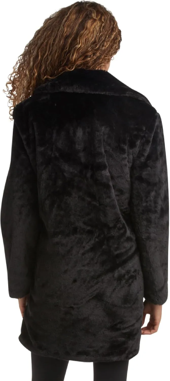 URBAN REPUBLIC Women's Faux Fur Long Coat - Elegant Lapel Collared Long Winter Coat - Stylish Outdoor Coats for Women (S-XL)