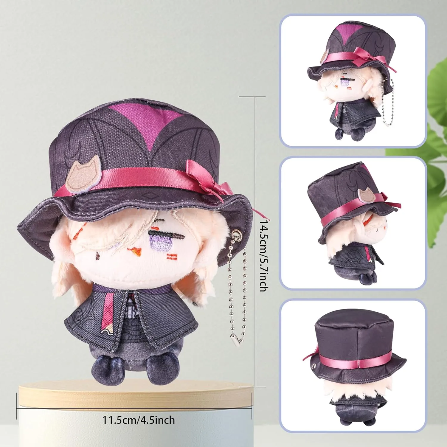 UTIEHD Genshin Impact Plush Keychains, Cute 4-Inch Collectible Doll - Compact Size for Bags and Keys for Fans (Lyney)