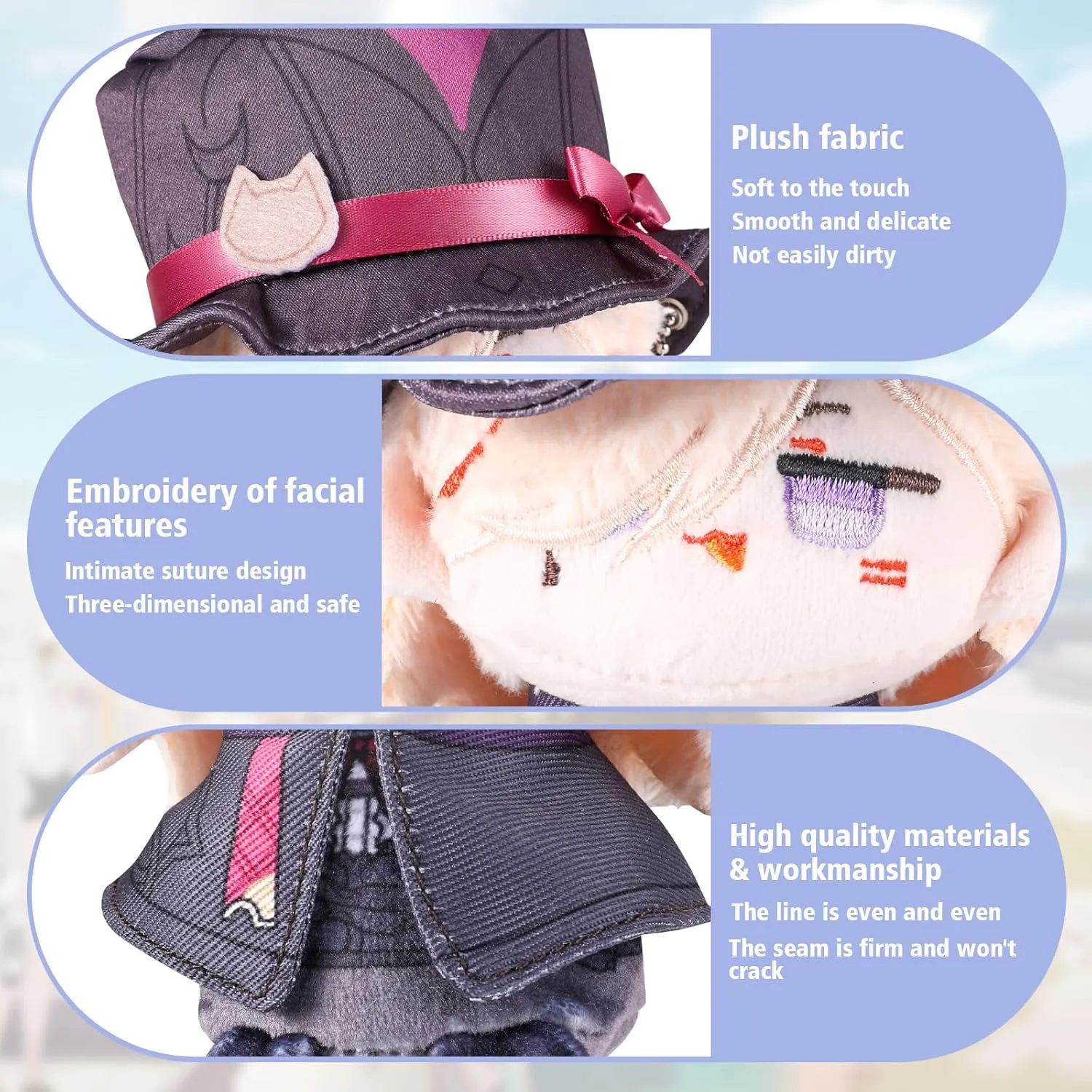 UTIEHD Genshin Impact Plush Keychains, Cute 4-Inch Collectible Doll - Compact Size for Bags and Keys for Fans (Lyney)