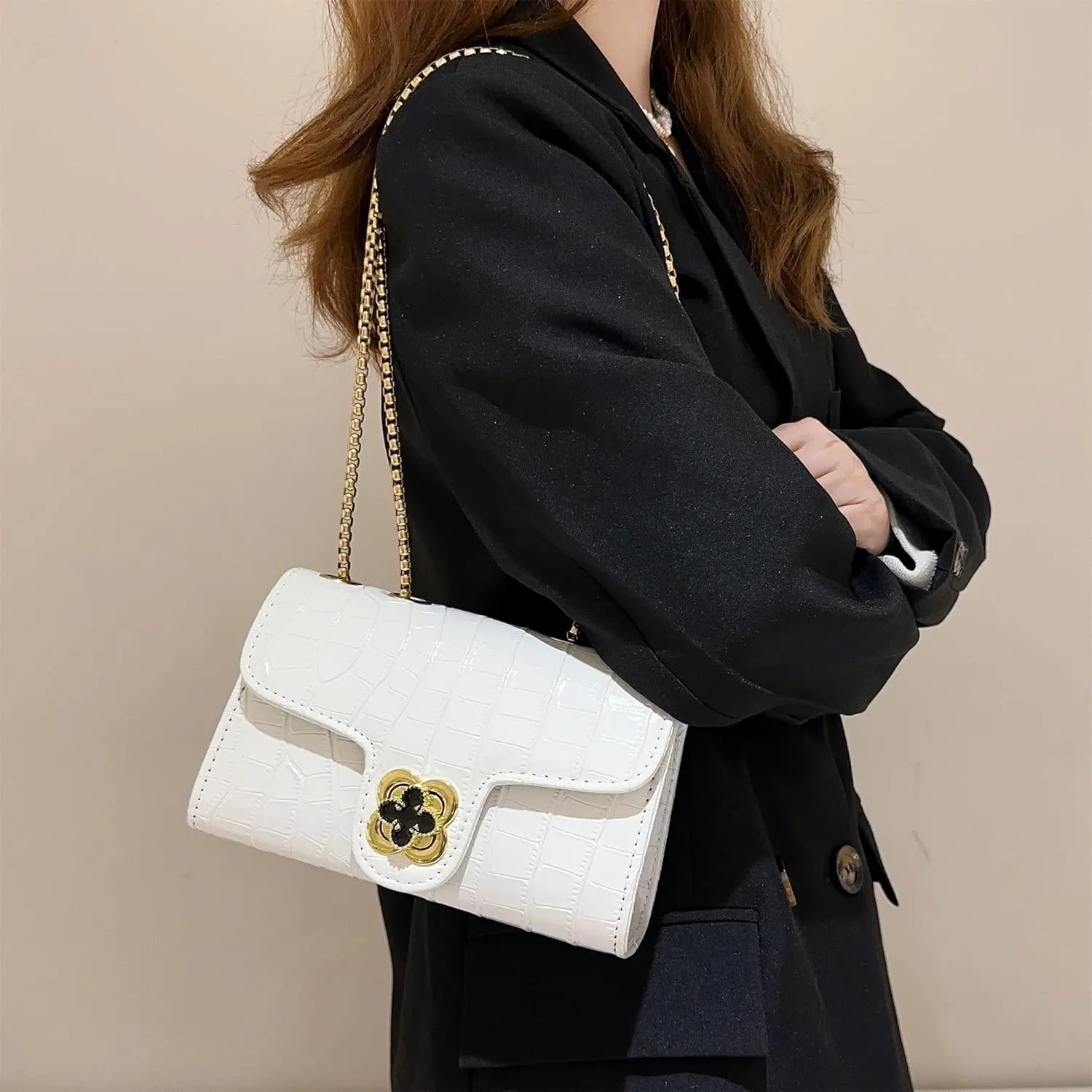 UTOTEBAG Crossbody Bags for Women Small Purse PU Leather Shoulder Bag Trendy Handbag Satchel Evening Bag with Chain Strap