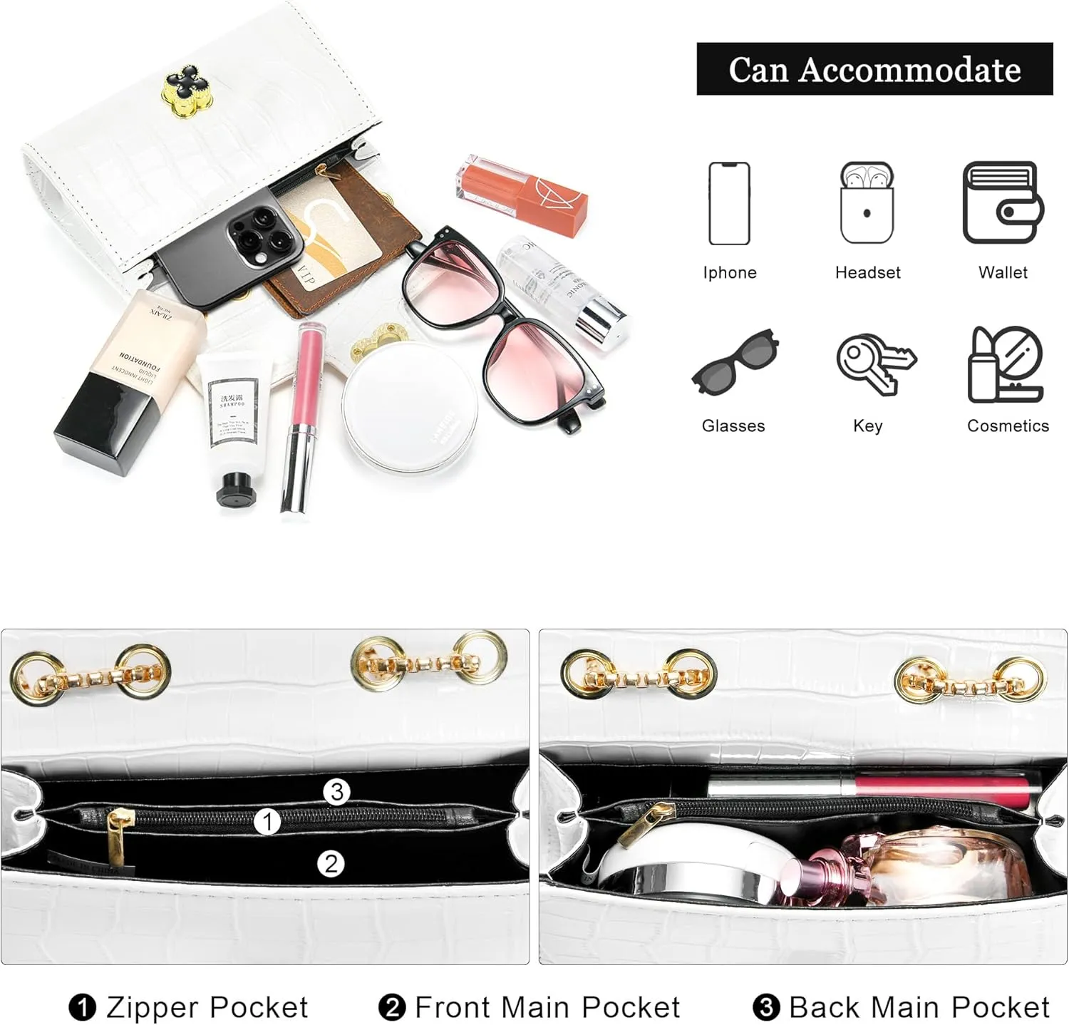 UTOTEBAG Crossbody Bags for Women Small Purse PU Leather Shoulder Bag Trendy Handbag Satchel Evening Bag with Chain Strap