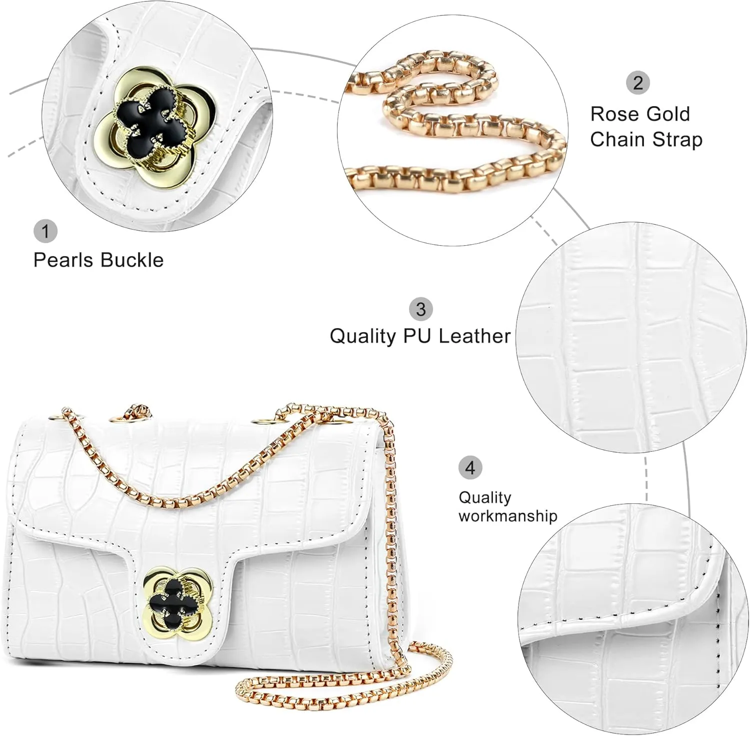 UTOTEBAG Crossbody Bags for Women Small Purse PU Leather Shoulder Bag Trendy Handbag Satchel Evening Bag with Chain Strap