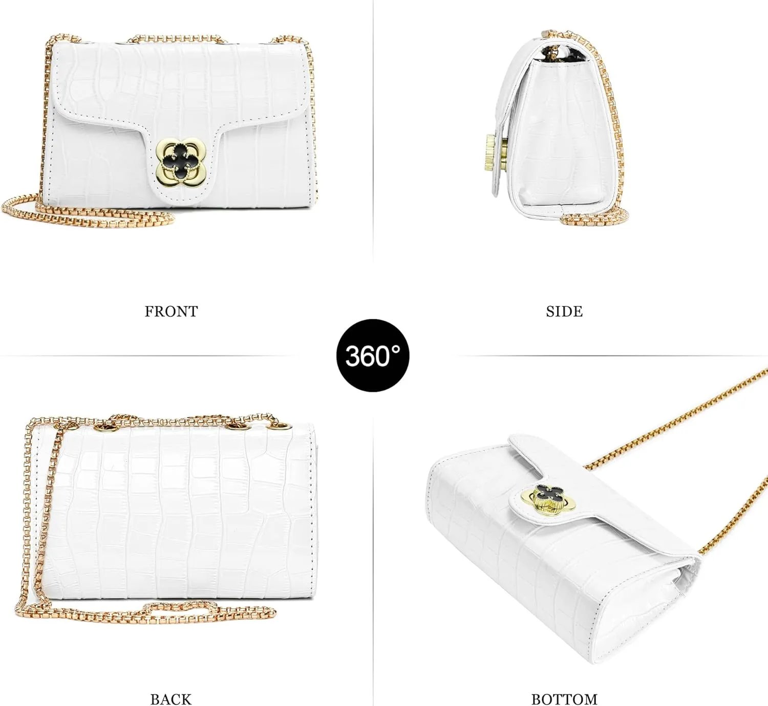 UTOTEBAG Crossbody Bags for Women Small Purse PU Leather Shoulder Bag Trendy Handbag Satchel Evening Bag with Chain Strap
