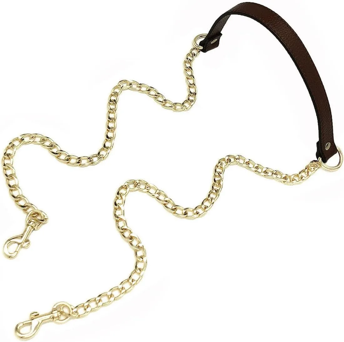 VanEnjoy 18MM Replacement Chain & Genuine Leather Shoulder Crossbody Straps for Handbags Purse Bags (Expresso, 0.70" x47"(WxL))