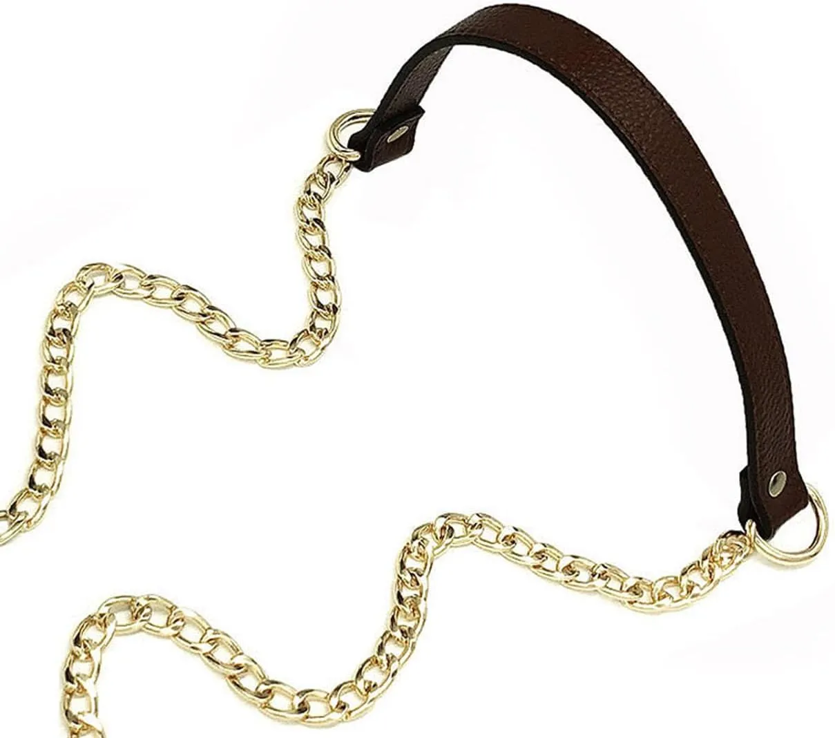 VanEnjoy 18MM Replacement Chain & Genuine Leather Shoulder Crossbody Straps for Handbags Purse Bags (Expresso, 0.70" x47"(WxL))
