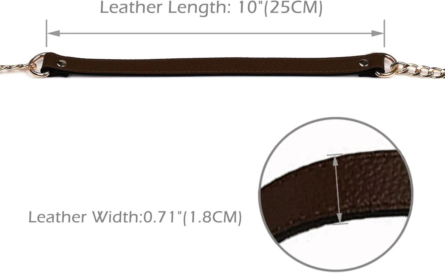 VanEnjoy 18MM Replacement Chain & Genuine Leather Shoulder Crossbody Straps for Handbags Purse Bags (Expresso, 0.70" x47"(WxL))