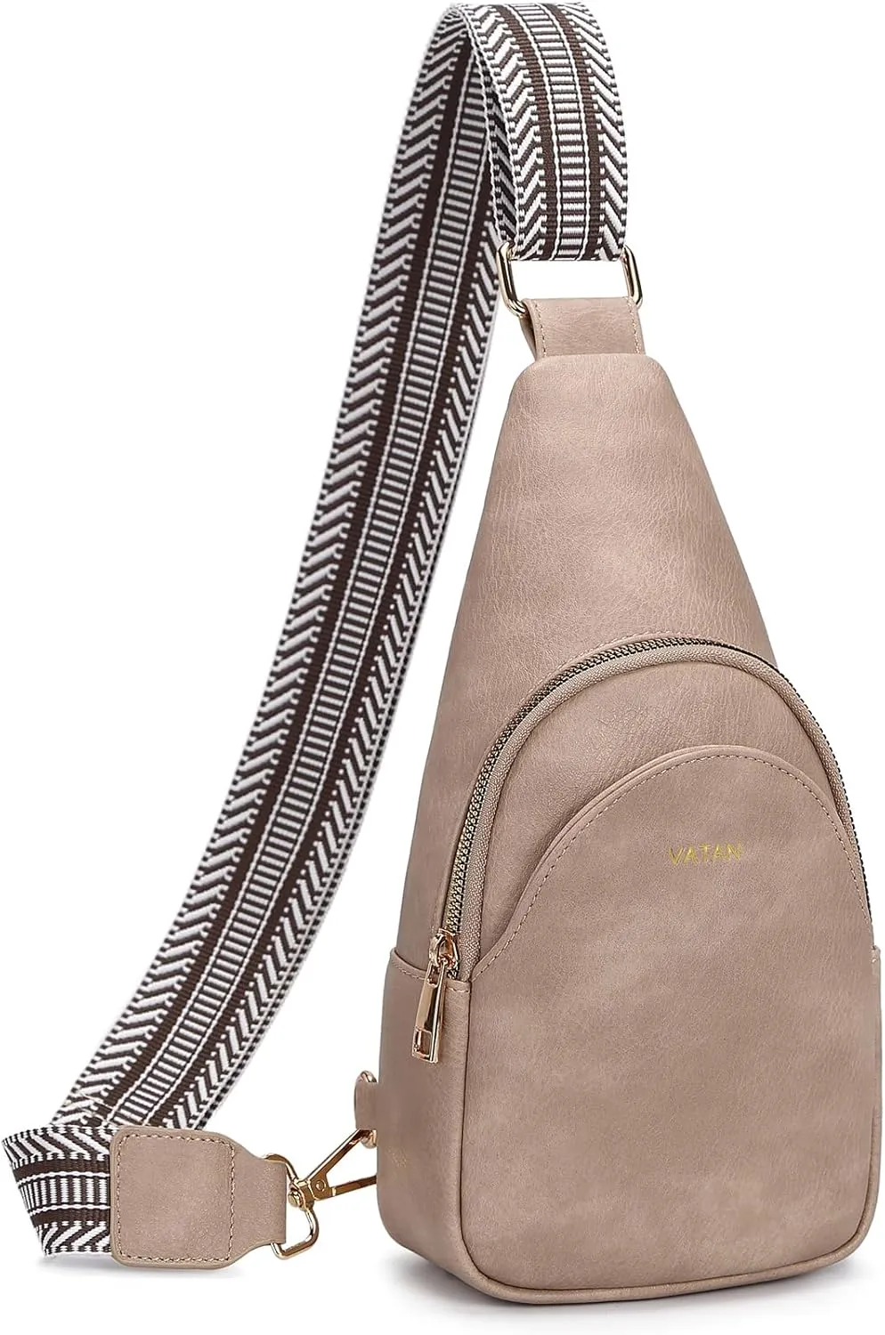 VATAN Small Sling Bag Women's Crossbody Fanny Packs Leather Crossbody Bags for Women (D-Khaki)