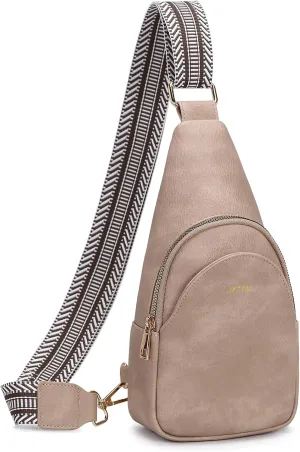 VATAN Small Sling Bag Women's Crossbody Fanny Packs Leather Crossbody Bags for Women (D-Khaki)