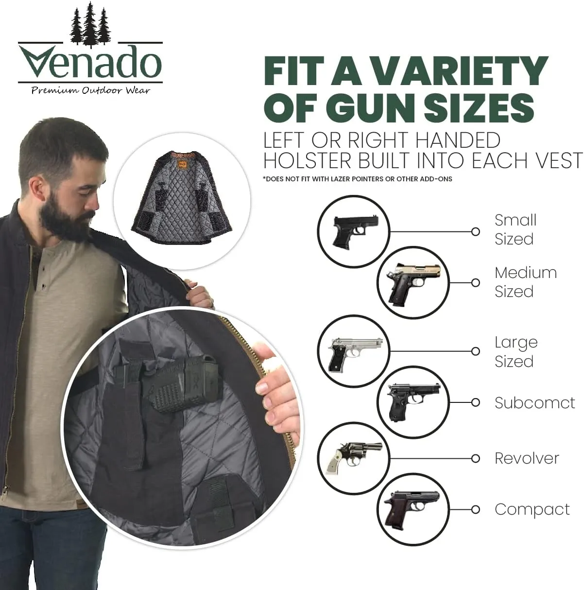 Venado Concealed Carry Vest for Men - Heavy Duty Canvas - Conceal Carry Pockets