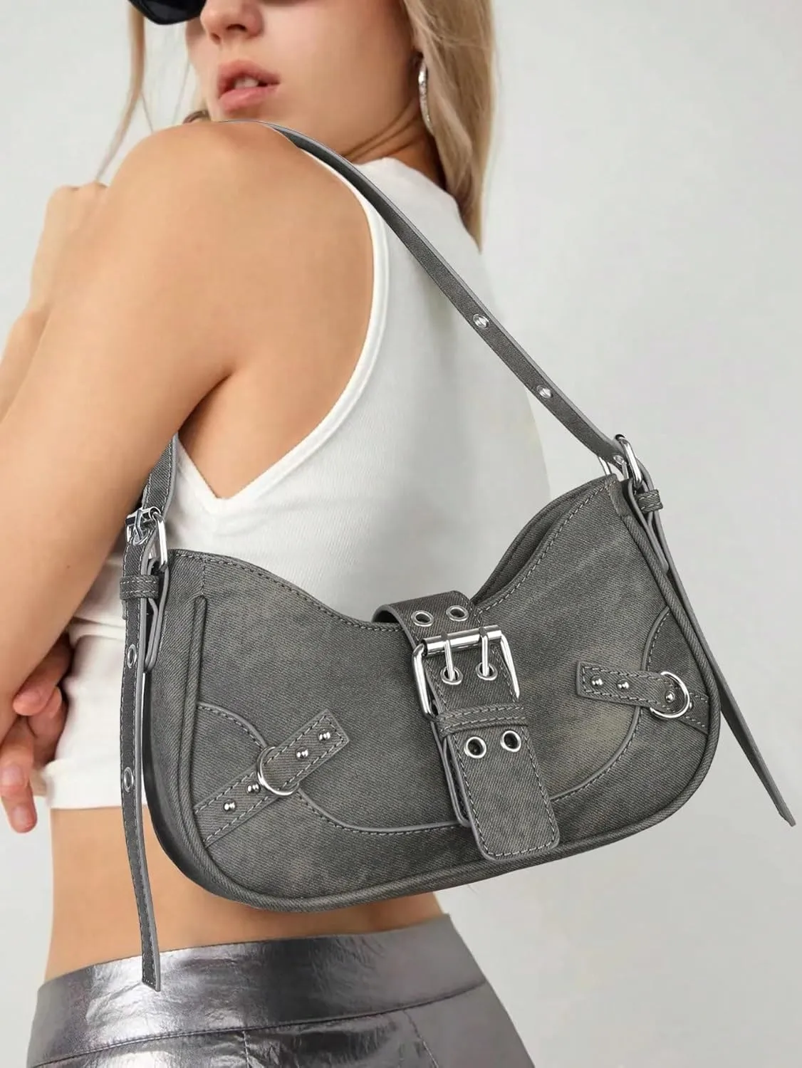 Verdusa Women's Pleated Hobo Shoulder Bag PU Leather Clutch Handbag