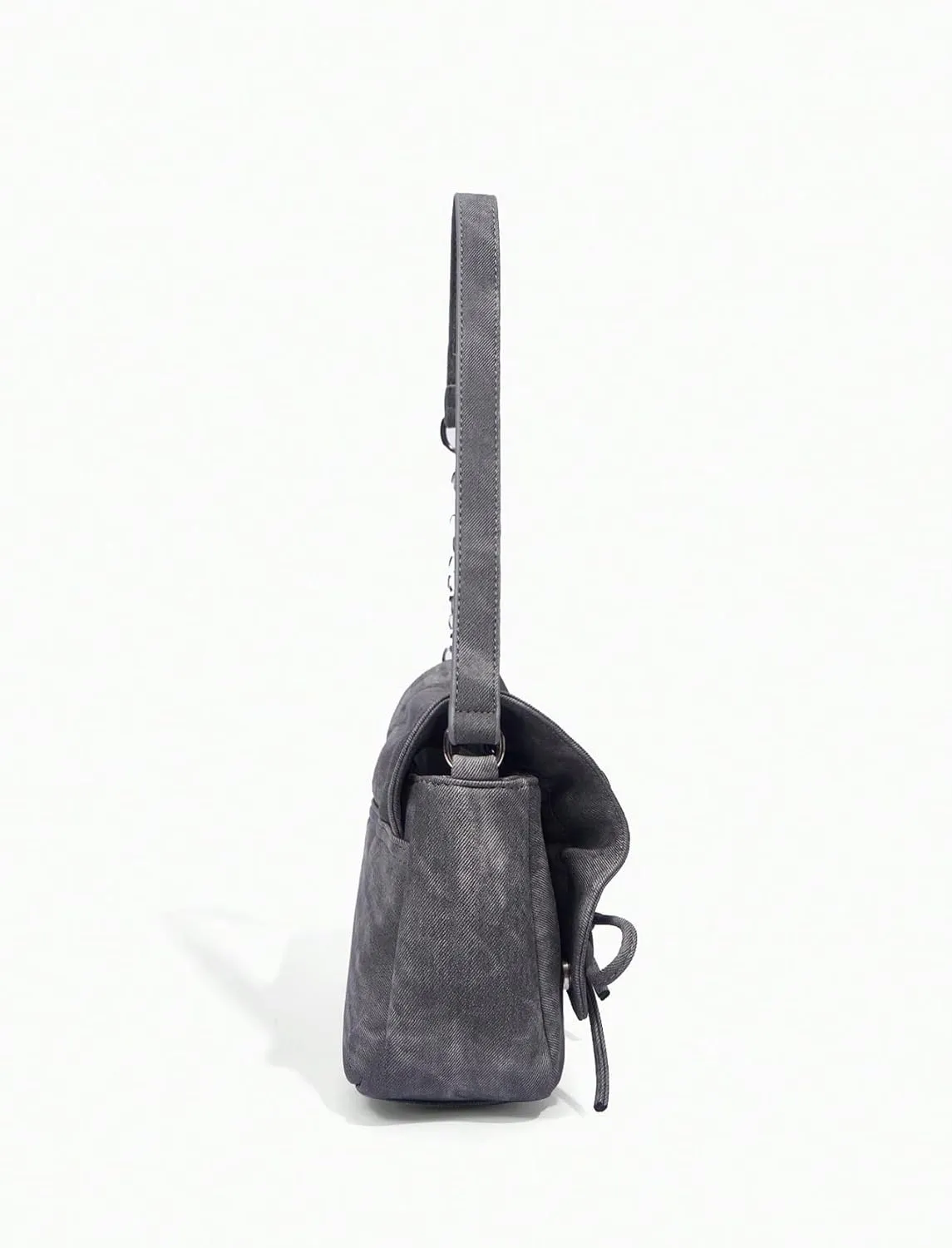 Verdusa Women's Ruched Denim Shoulder Bags Bow Handbags Purse with Chain Strap
