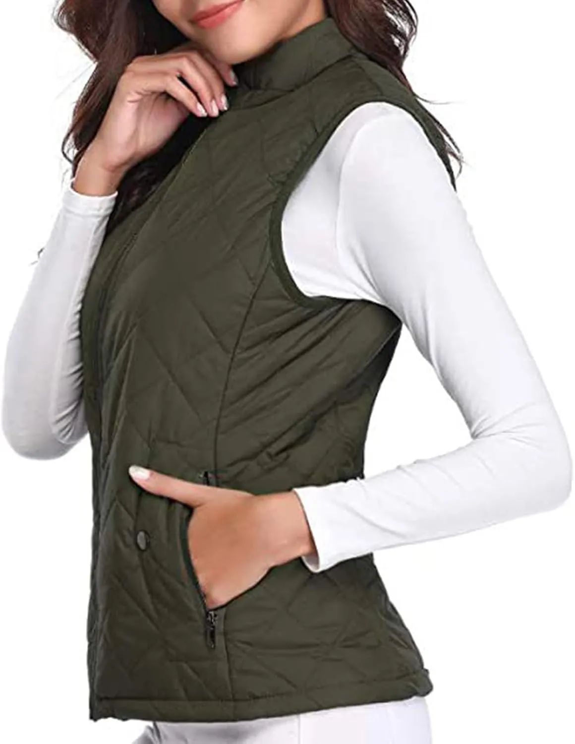 Vest for Women Stand Collar Lightweight Quilted Vest Zip Up Sleevless Padded Gilet Jackets 2024 Winter Coats Outwear