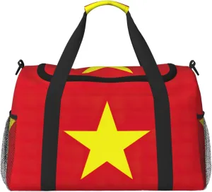 Vietnamese flag print Large Canvas Travel Duffel Bag Weekender Bags for Women Overnight Bag Carry On Tote Bag