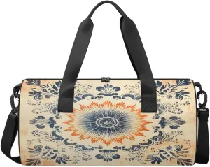 Village Flowers Pattern Travel Gym Bag Waterproof Sport Dance Bag for Women Men Portable Gymnastics Duffel Bags Canvas Tote Carry on Handbag for Workout Overnight Weekender