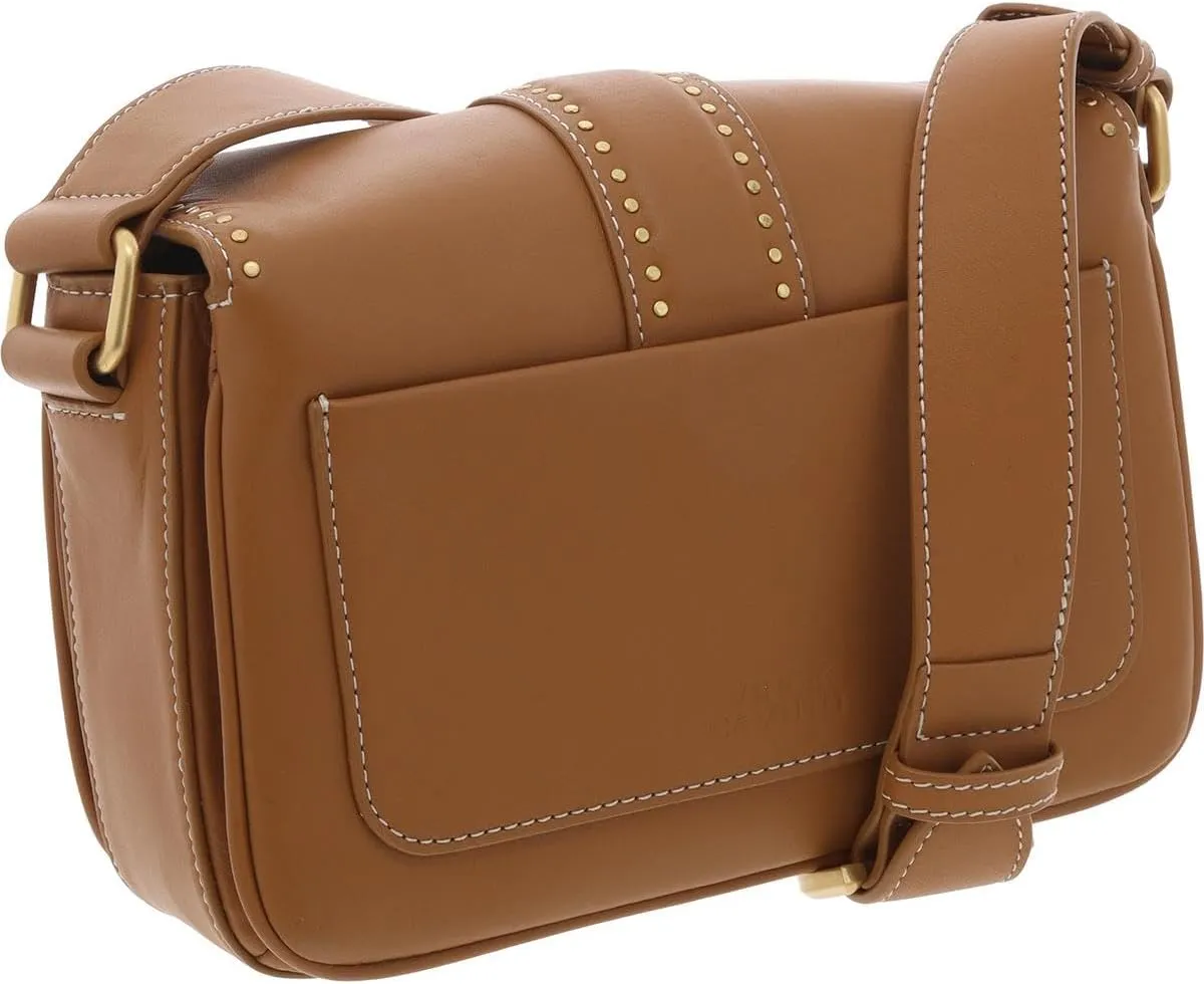 Vince Camuto Womens Maecy Studded Leather Crossbody Handbag Tan Small