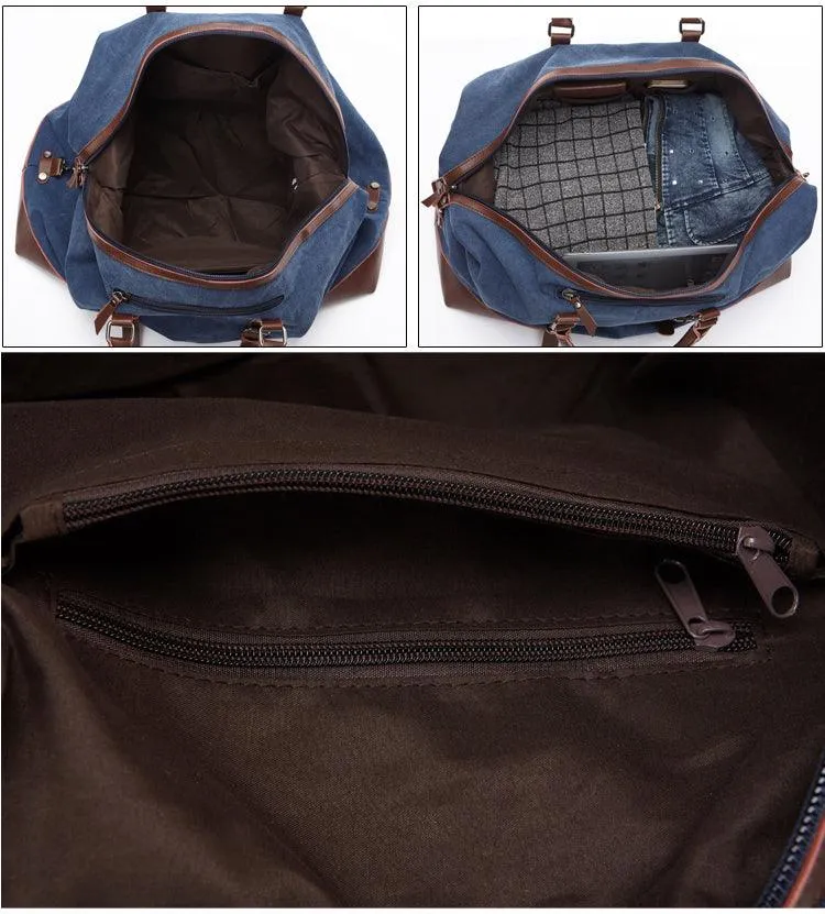 Vintage Canvas Large Capacity Weekend Tote Travel Handbag-Coffee