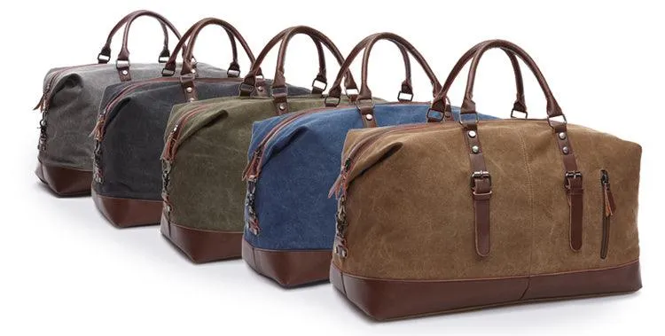 Vintage Canvas Large Capacity Weekend Tote Travel Handbag-Coffee