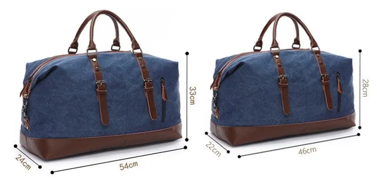 Vintage Canvas Large Capacity Weekend Tote Travel Handbag-Coffee