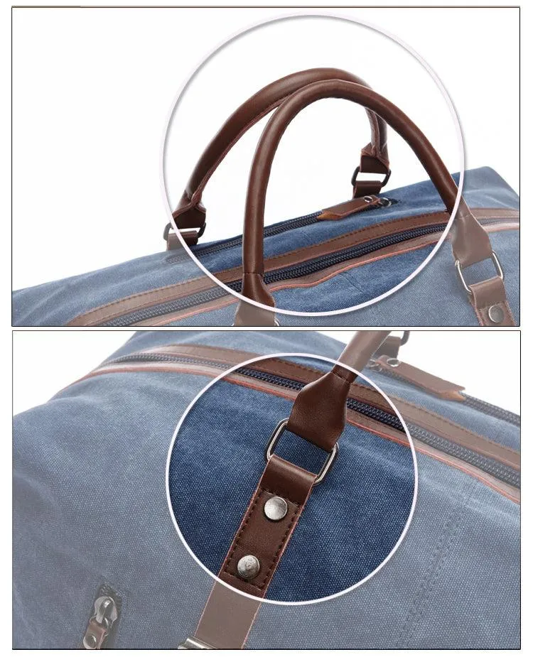 Vintage Canvas Large Capacity Weekend Tote Travel Handbag-Coffee