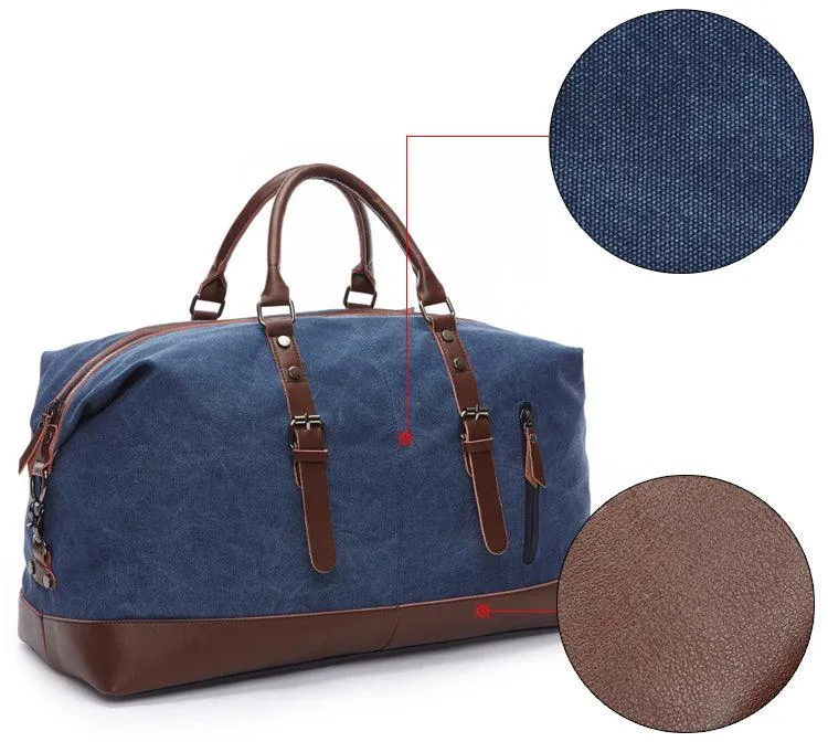 Vintage Canvas Large Capacity Weekend Tote Travel Handbag-Coffee