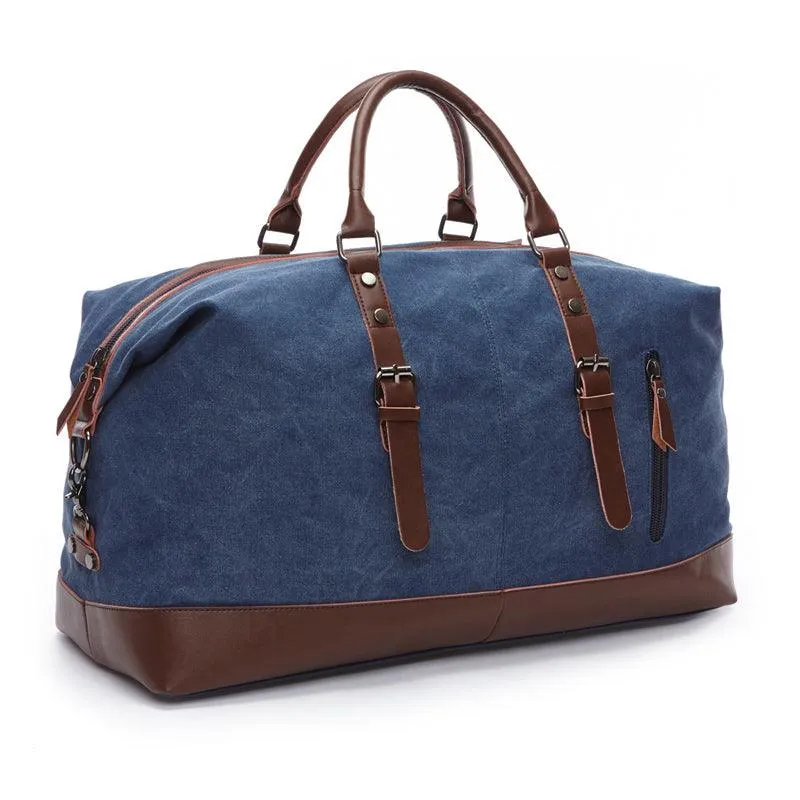 Vintage Canvas Large Capacity Weekend Tote Travel Handbag-Coffee