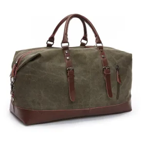 Vintage Canvas Large Capacity Weekend Tote Travel Handbag-Green