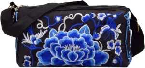 Vintage Ethnic Style Canvas Embroidered Crossbody Bag Inspired Shoulder Purse For Mobile Phones And Coins