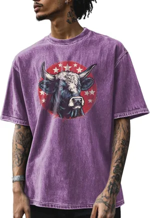 Vintage Graphic Printed T-Shirts for Men Casual Cotton Tees Comfy Streetwear Crewneck Short Sleeve Summer Tops