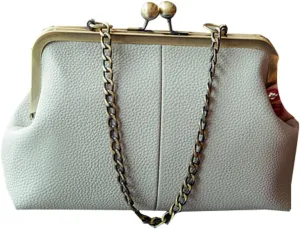 Vintage Handbag for Women Kiss Lock Satchel Bags Chain Shoulder Bag with Chain Strap PU Leather Purse Evening Bag