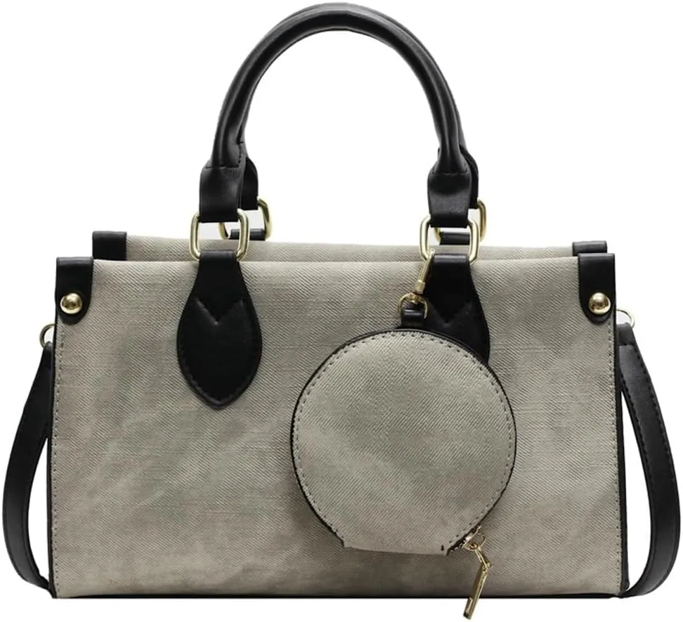Vintage Tote Purses for Women Small Canvas Shoulder Bags Casual Crossbody Top Handle Satchel Handbags