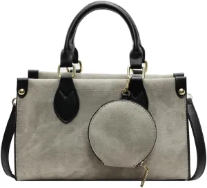 Vintage Tote Purses for Women Small Canvas Shoulder Bags Casual Crossbody Top Handle Satchel Handbags