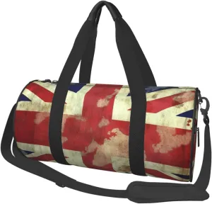 Vintage Union Jack British Flag Duffle Bag for Women Men Personal Item Travel Bags Canvas Weekender Overnight Bag Lightweight Sports Tote Gym Bags Carry On Luggage Bag