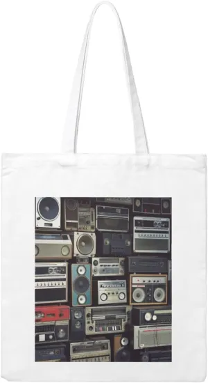 Vintage Wall Of Radio Boombox Large Canvas Tote Bag Cute Travel Shoulder Bag Reusable Washable Shopping Grocery Bags For Women Men