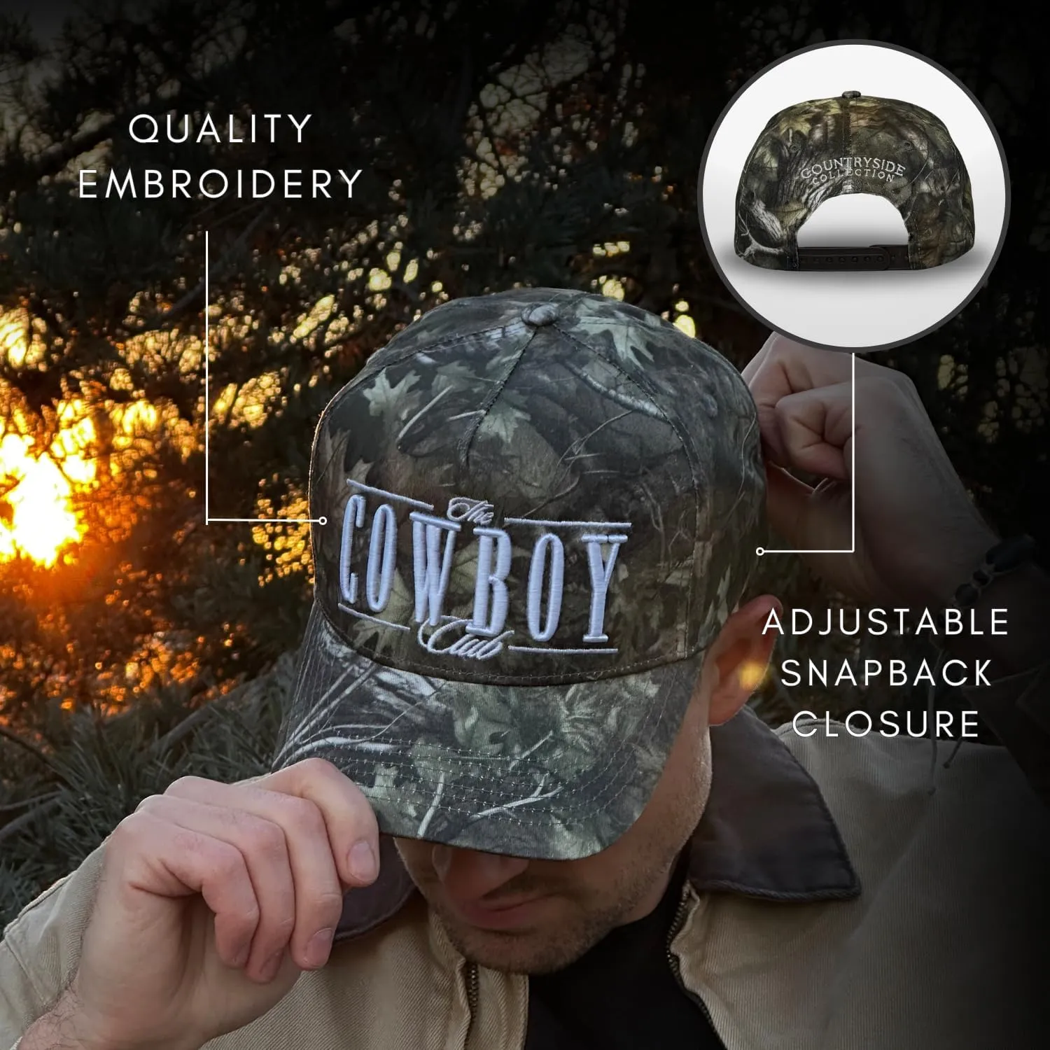 Vintage Western Trucker Hat | Men & Women | Country Cute Caps for Cowgirls Cowboys | Camo Denim Embroidered Cotton | Snapback