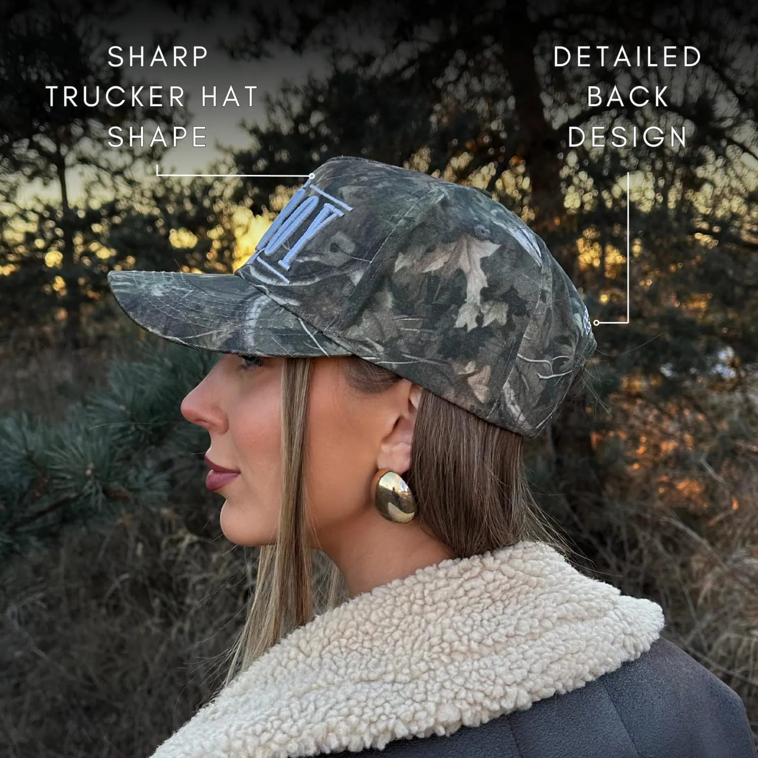 Vintage Western Trucker Hat | Men & Women | Country Cute Caps for Cowgirls Cowboys | Camo Denim Embroidered Cotton | Snapback