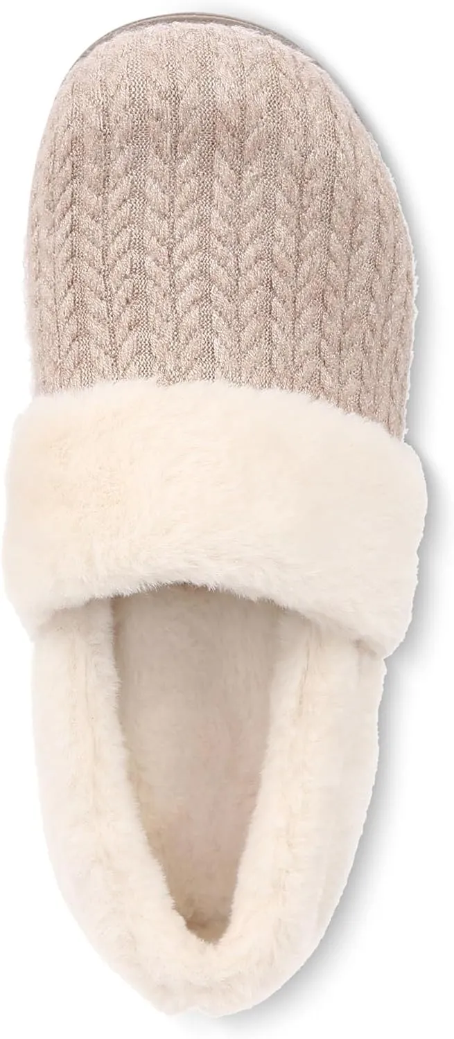 Vionic Endear Women's Cable Knit Faux Fur Trim Comfort Slipper