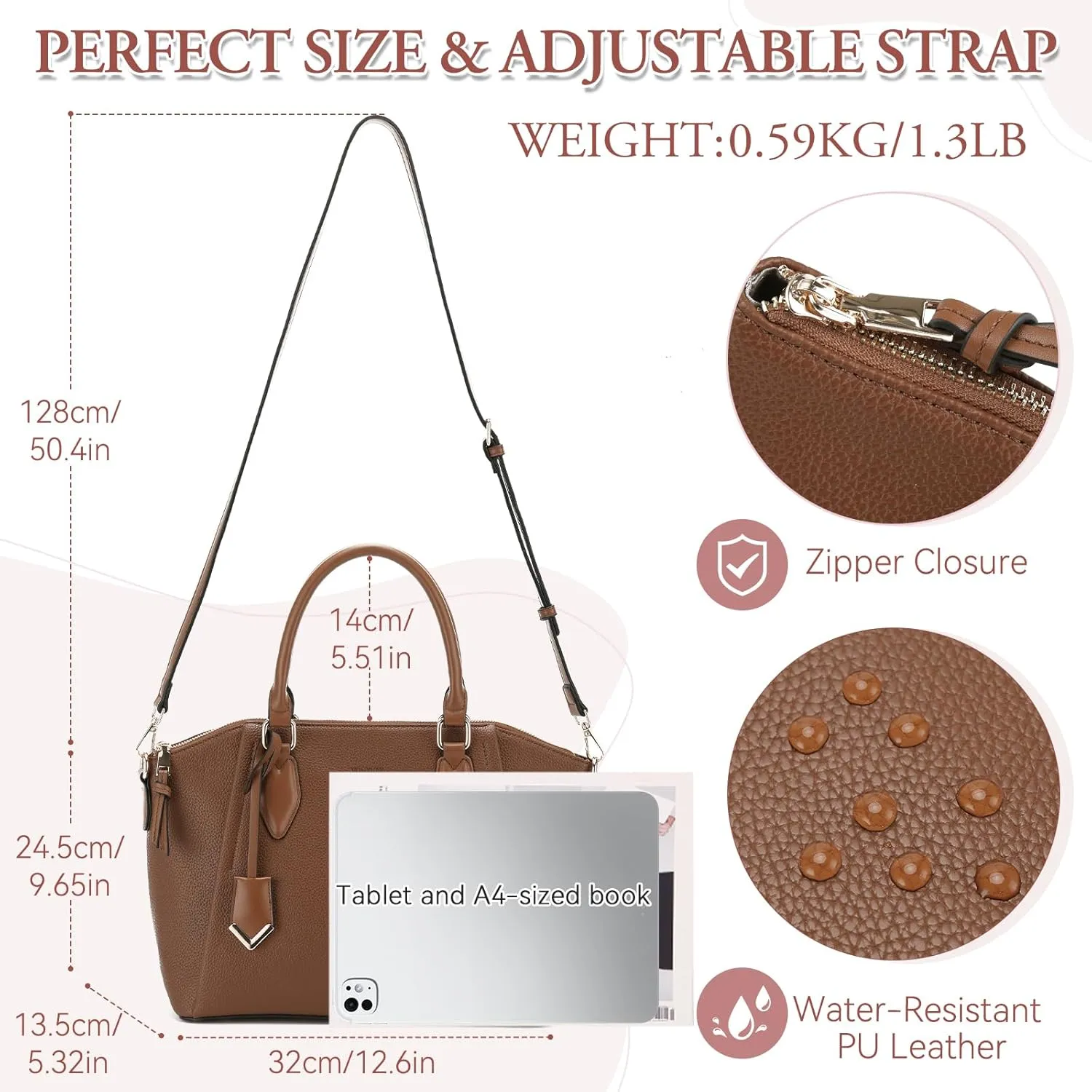 VX VONXURY Women Handbag,Vegan Leather Shoulder Bag Tote Bag Fashion Crossbody Bag with Adjustable Strap